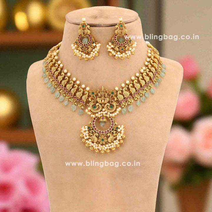 Golden Venkatesh Temple Jewellery Set- New Arrival