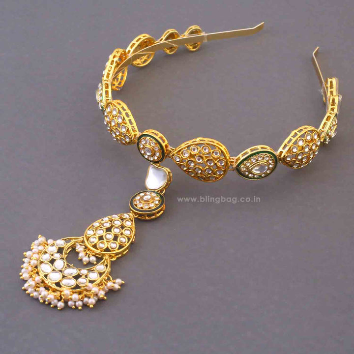 Golden Vindhya Hairband With Tikka