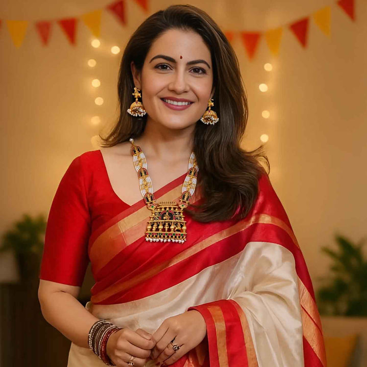 Golden Vindhyavasini Temple Jewellery Set - New Arrival