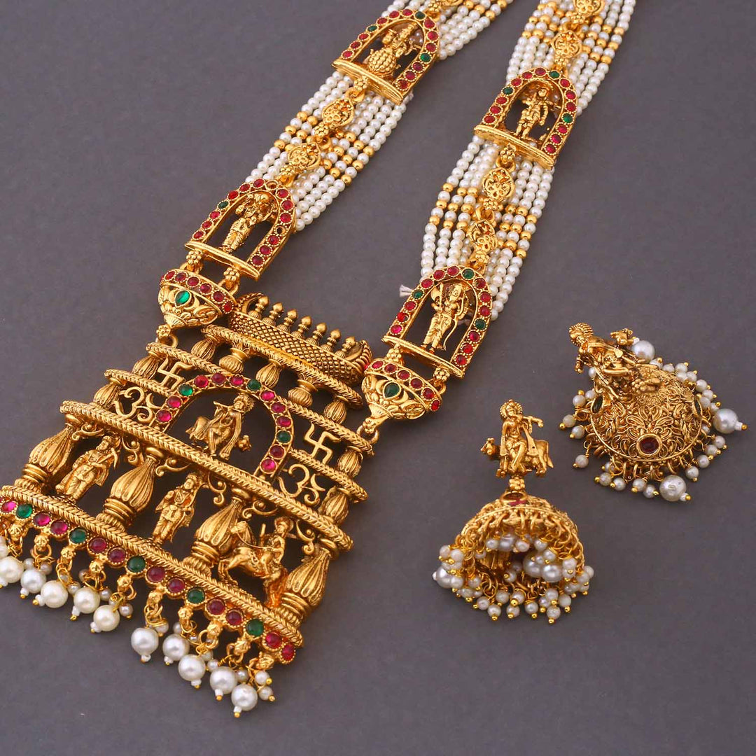 Golden Vindhyavasini Temple Jewellery Set - New Arrival