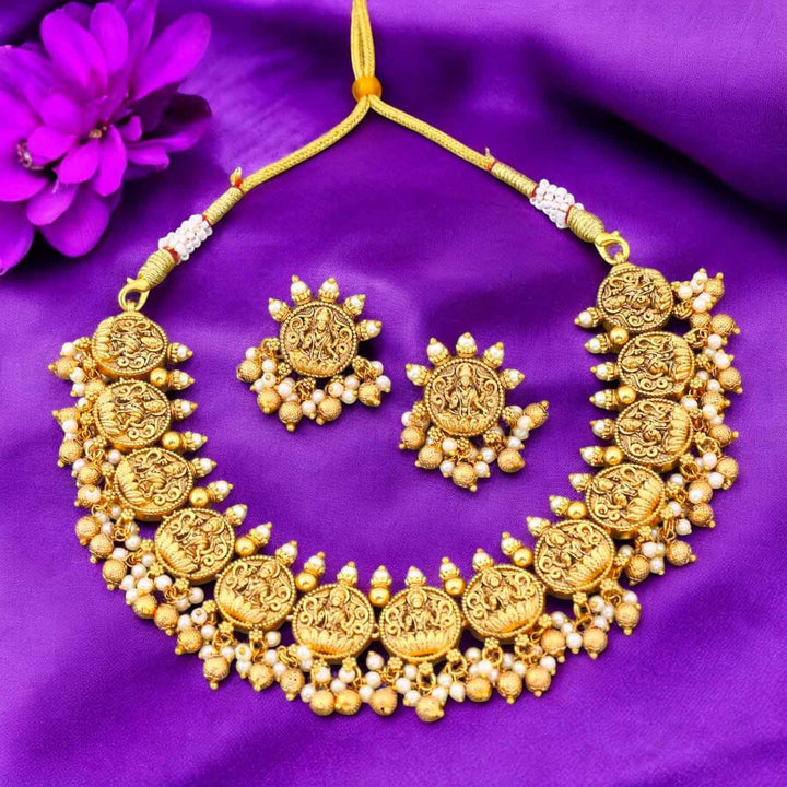 Golden Vishuddhi Temple Jewellery Set - New Arrival