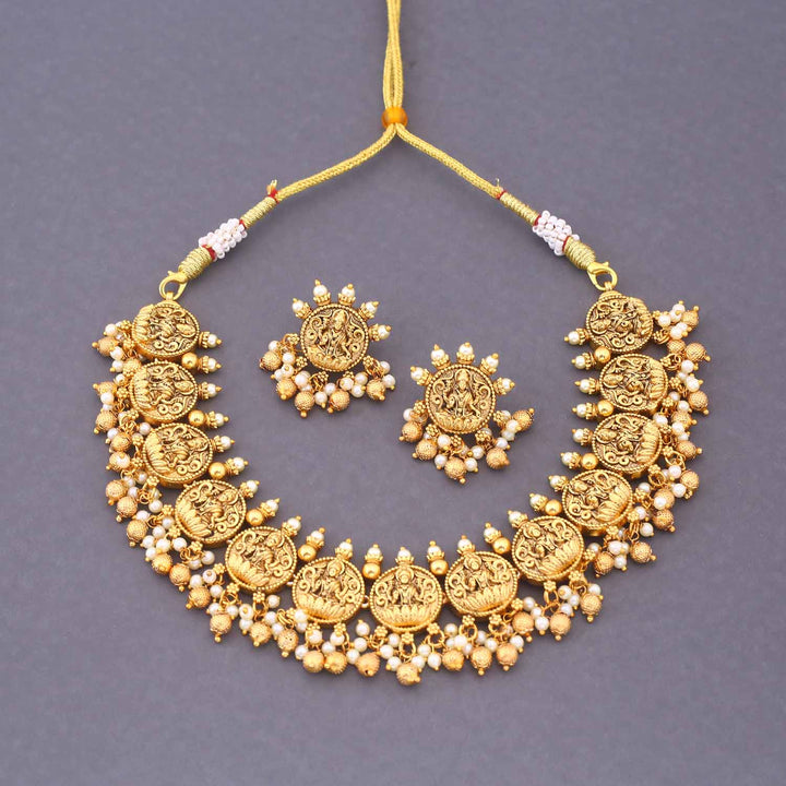 Golden Vishuddhi Temple Jewellery Set - New Arrival