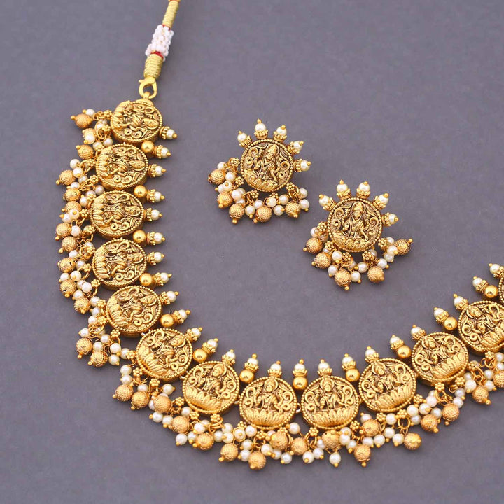 Golden Vishuddhi Temple Jewellery Set - New Arrival