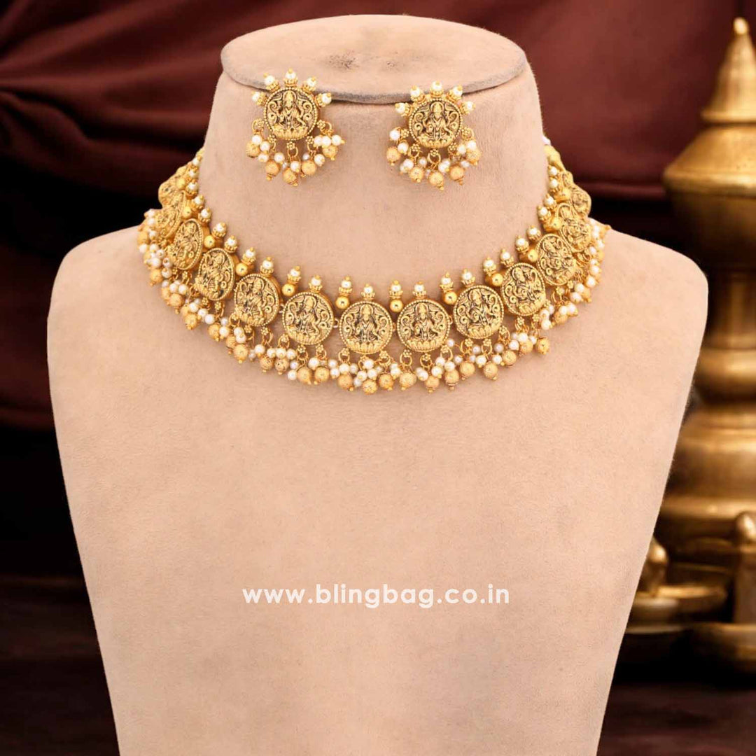 Golden Vishuddhi Temple Jewellery Set - New Arrival