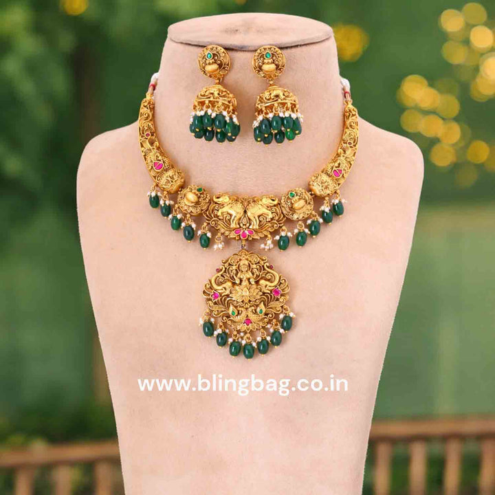 Golden Vishweshwaryai Hasli Temple Jewellery Set- New Arrival
