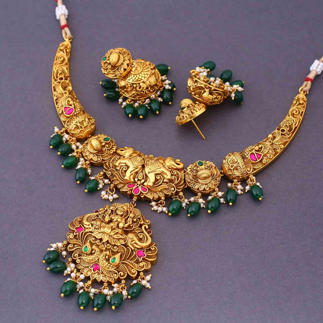 Golden Vishweshwaryai Hasli Temple Jewellery Set- New Arrival
