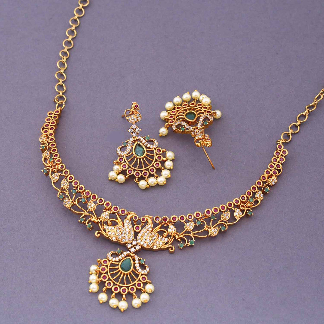 Golden Vyanjana Hasli Antique Jewellery Set - New Arrival