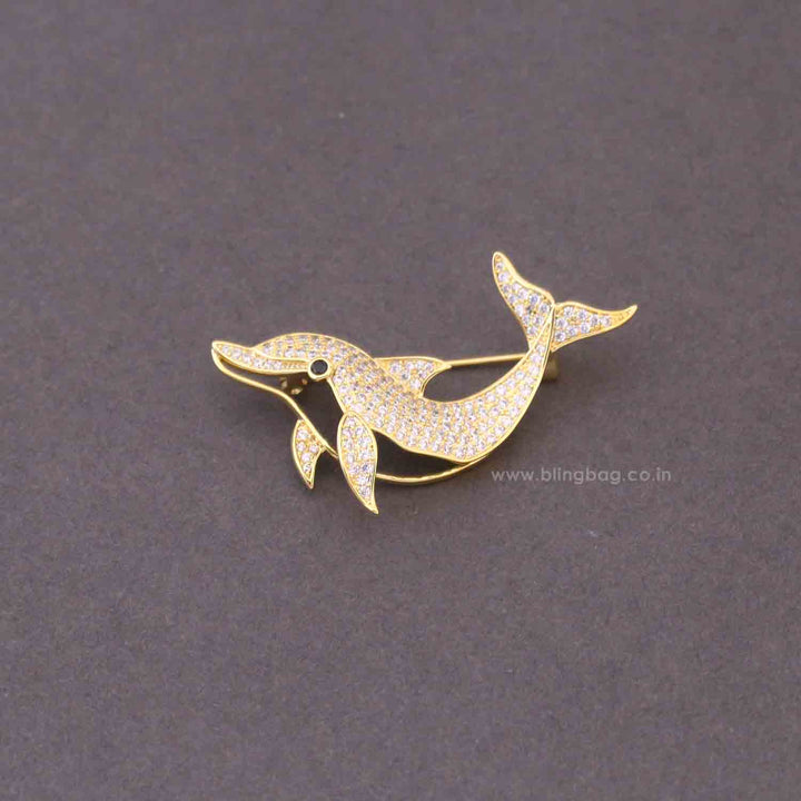 Golden Wave Dolphin Brooch