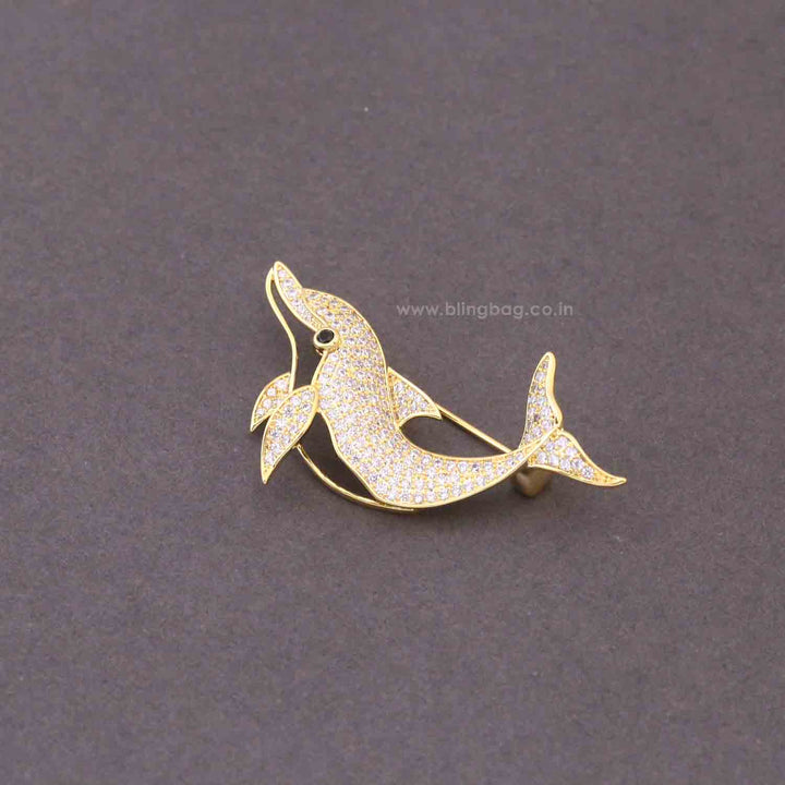 Golden Wave Dolphin Brooch