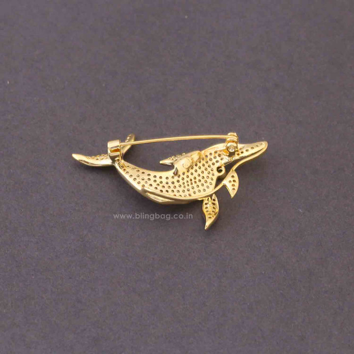 Golden Wave Dolphin Brooch