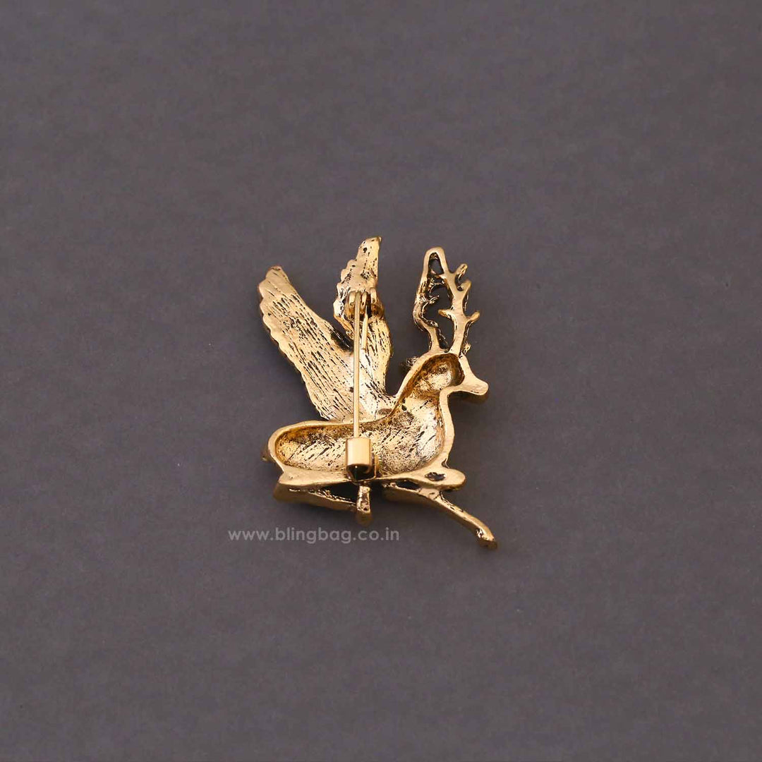 Golden Winged Deer Brooch