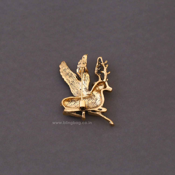 Golden Winged Deer Brooch