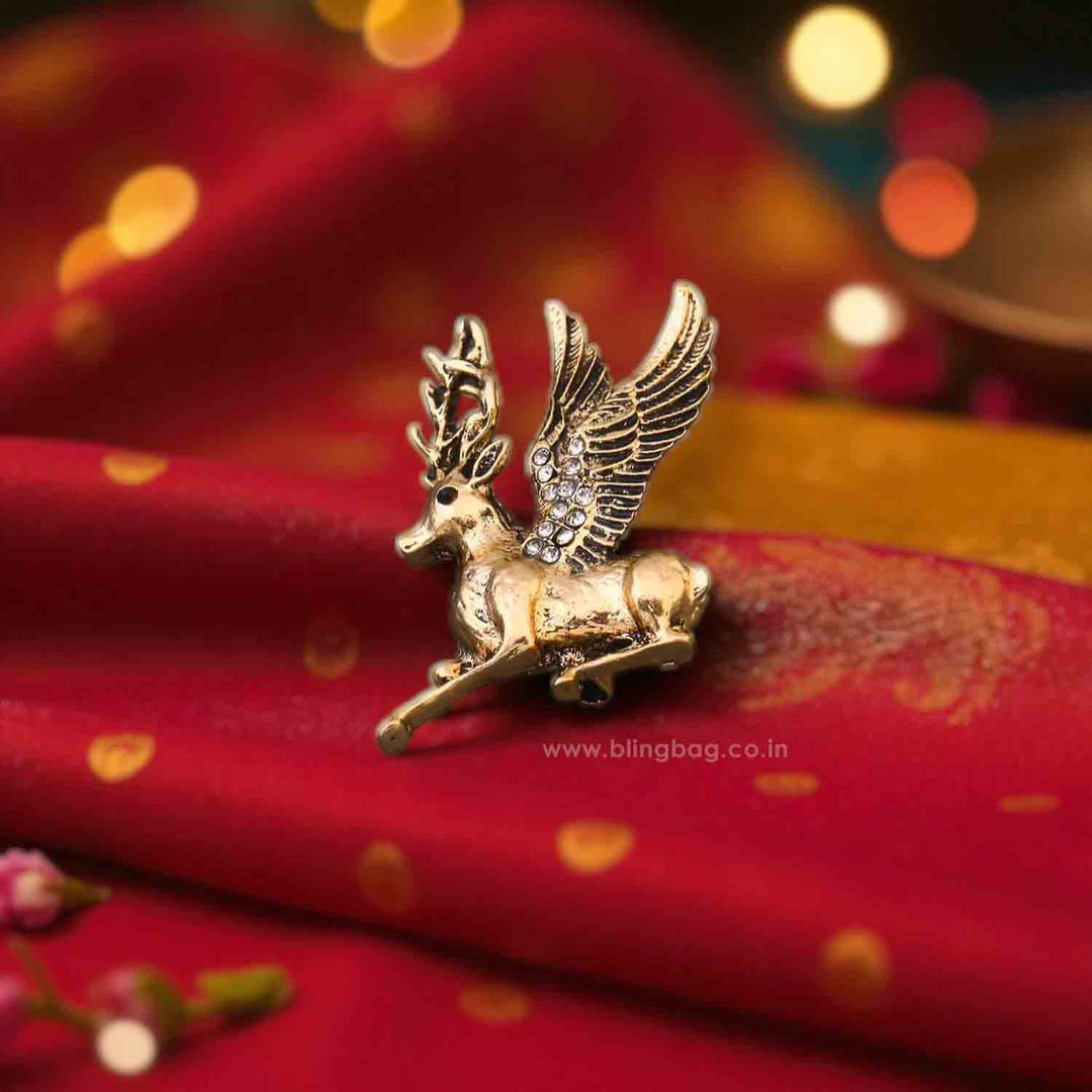 Golden Winged Deer Brooch