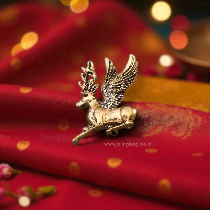 Golden Winged Deer Brooch