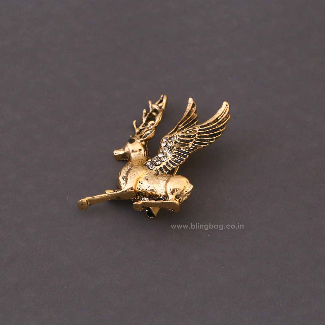 Golden Winged Deer Brooch
