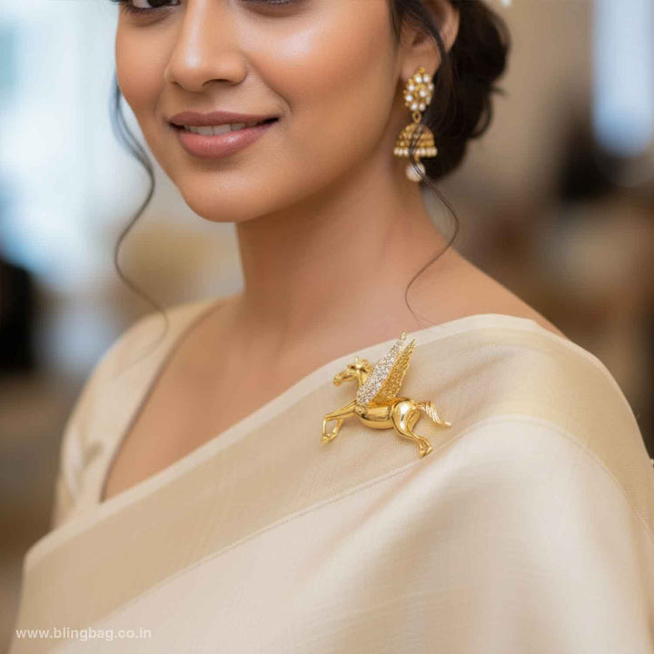 Golden Winged Horse Brooch