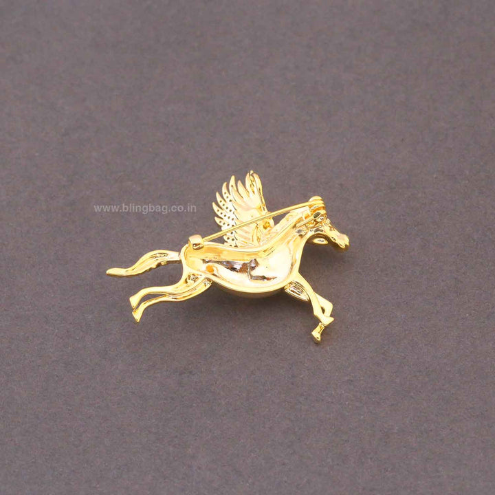 Golden Winged Horse Brooch