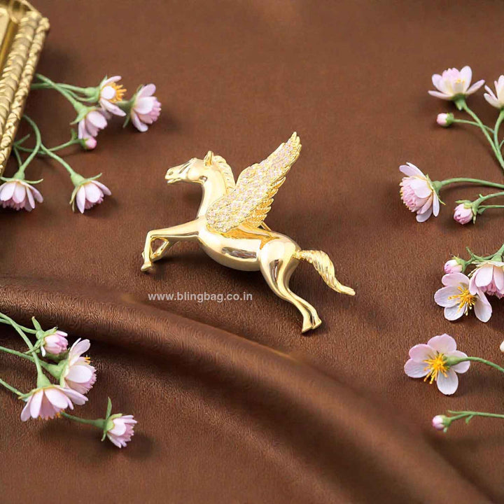 Golden Winged Horse Brooch