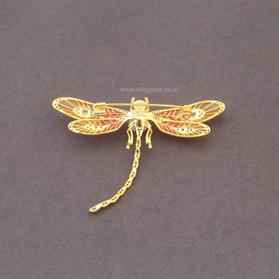 Golden Wisp Dragonfly Brooch