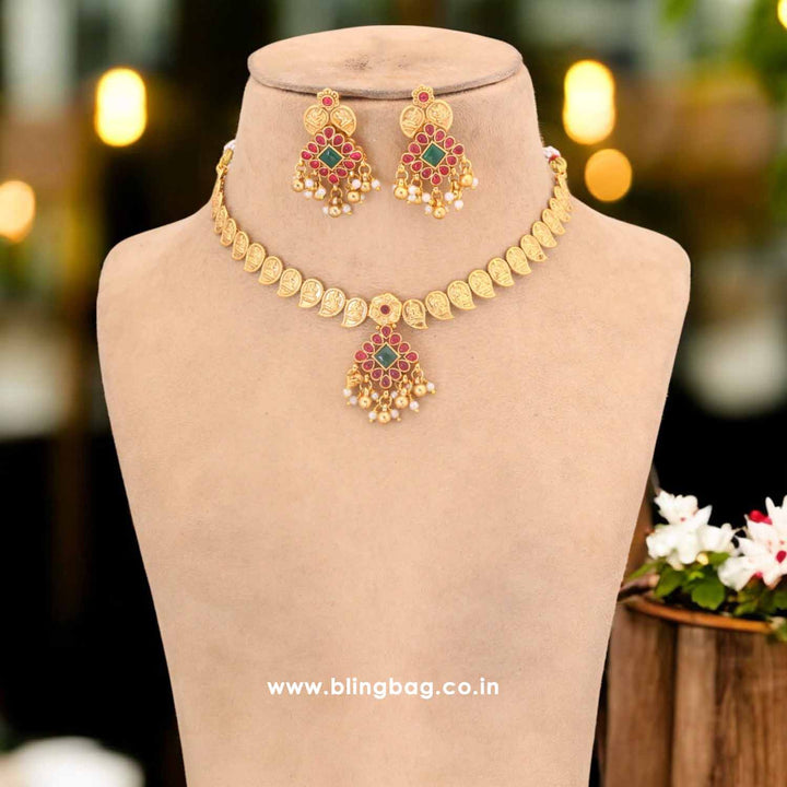 Golden Yaksha Temple Jewellery Set - New Arrival