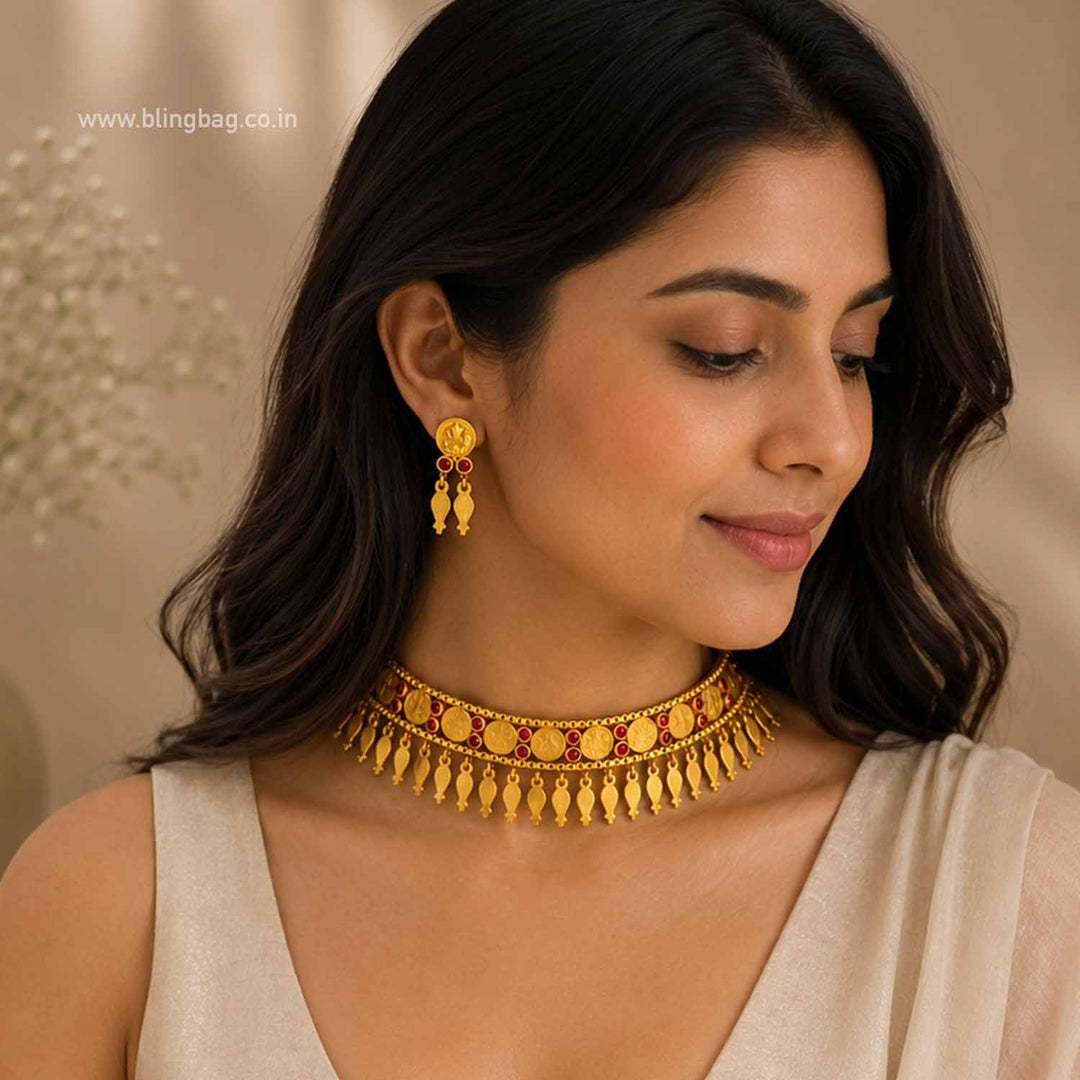 Golden Yamunaya Temple Jewellery Set- New Arrival