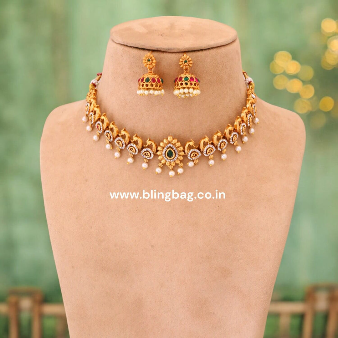 Golden Yukti Antique Jewellery Set - New Arrival