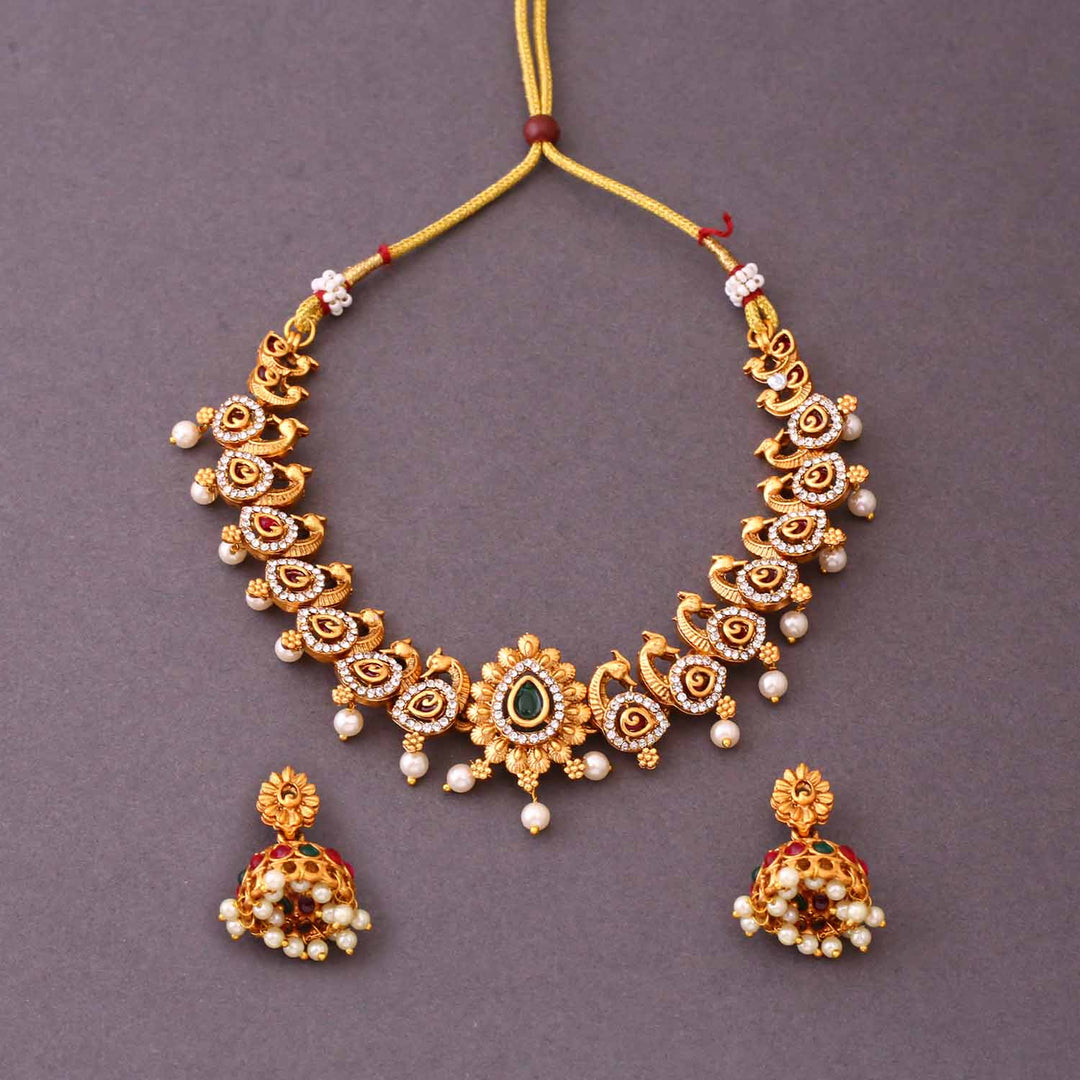 Golden Yukti Antique Jewellery Set - New Arrival