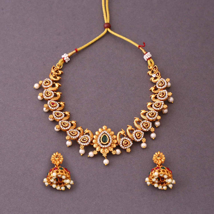 Golden Yukti Antique Jewellery Set - New Arrival