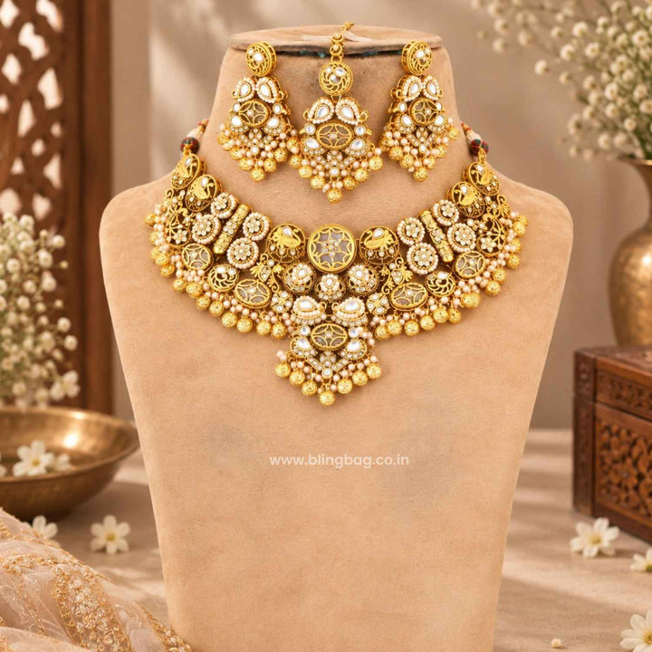 Golden Zayra Kundan Jewellery Set - New Arrival