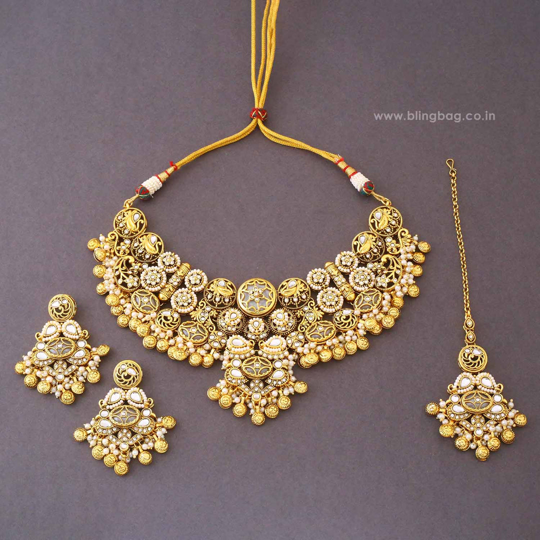 Golden Zayra Kundan Jewellery Set - New Arrival