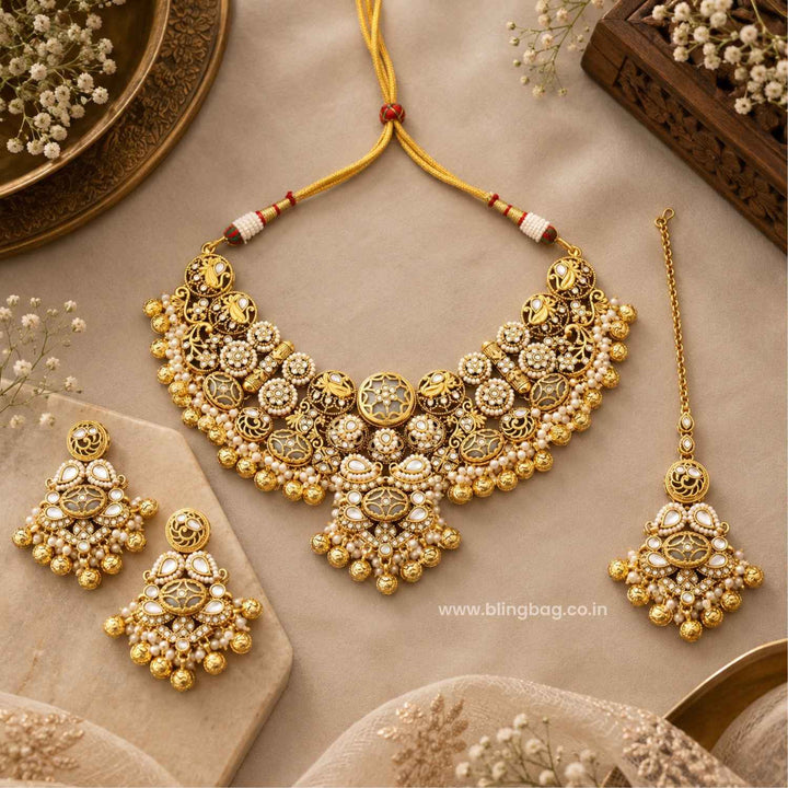 Golden Zayra Kundan Jewellery Set - New Arrival
