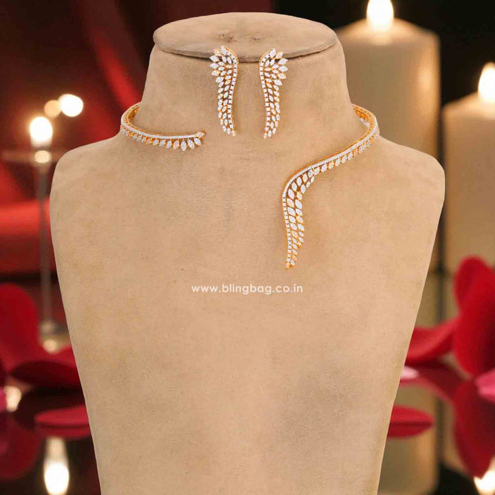 Golden Zenovia Hasli Zirconia Jewellery Set