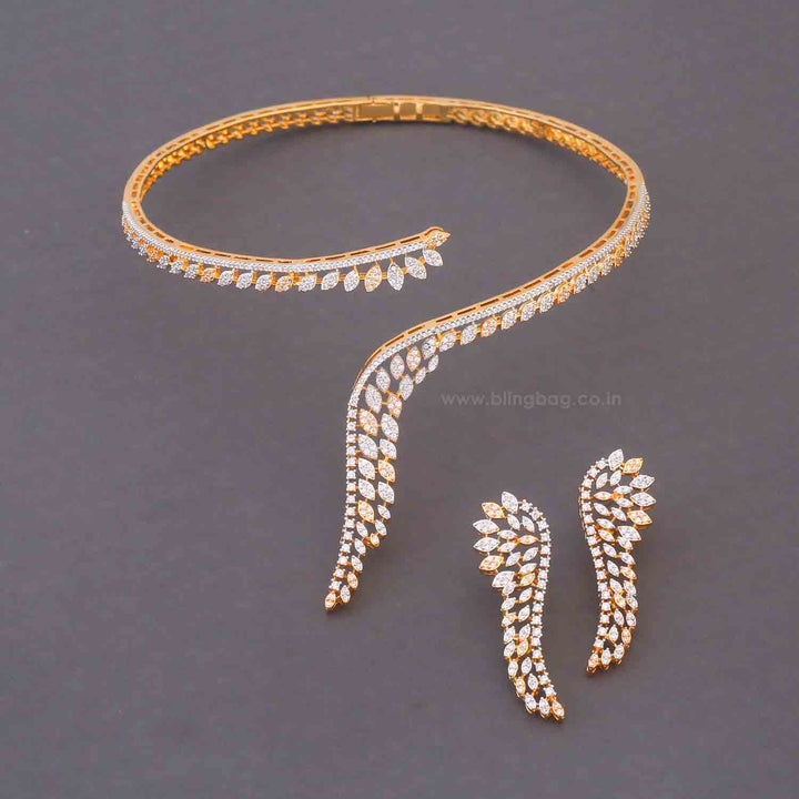 Golden Zenovia Hasli Zirconia Jewellery Set