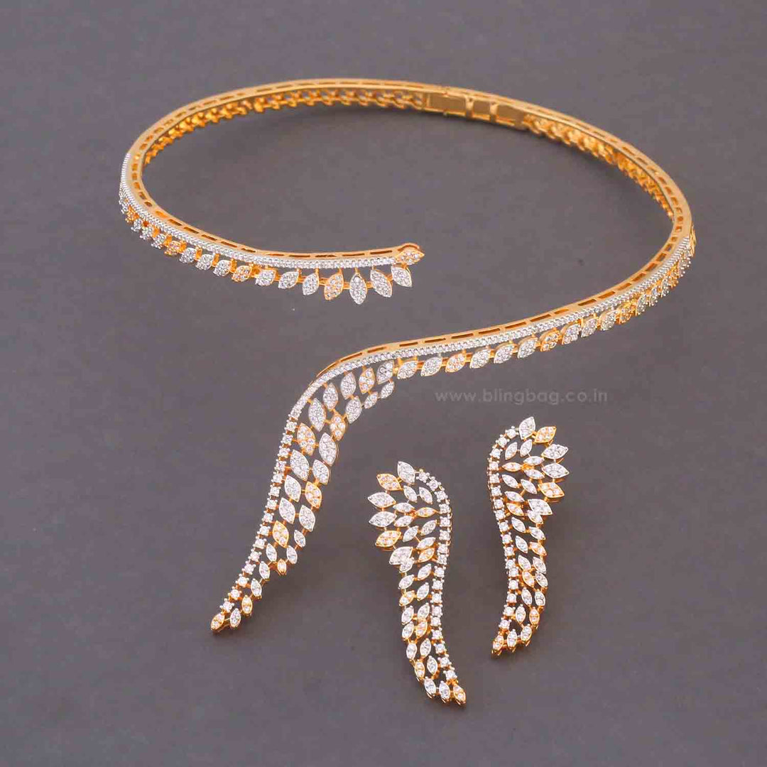 Golden Zenovia Hasli Zirconia Jewellery Set