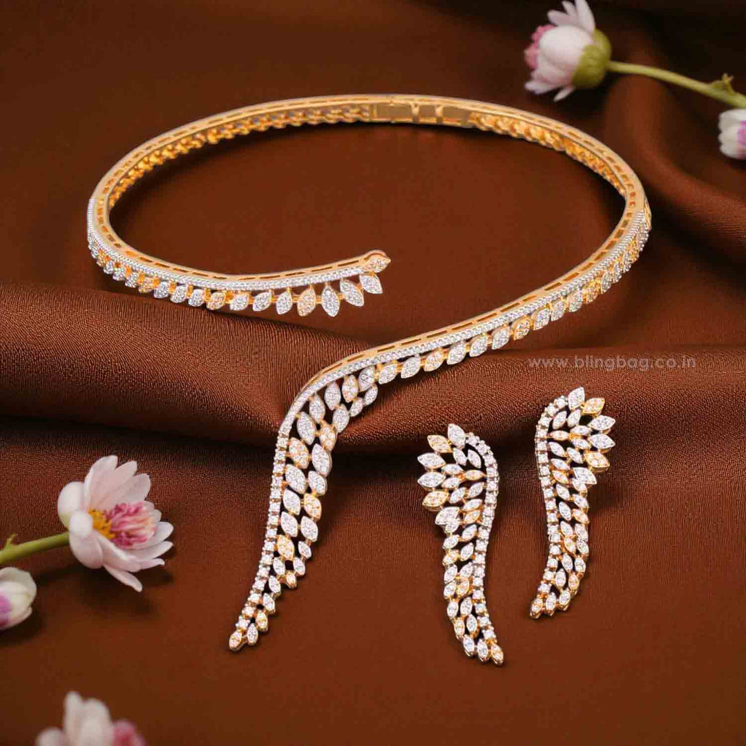 Golden Zenovia Hasli Zirconia Jewellery Set