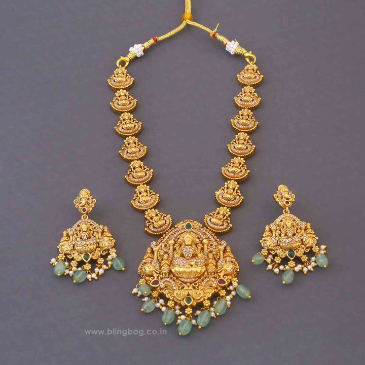 Golden Mahalakshmiya Bridal Temple Jewellery Set - New Arrival