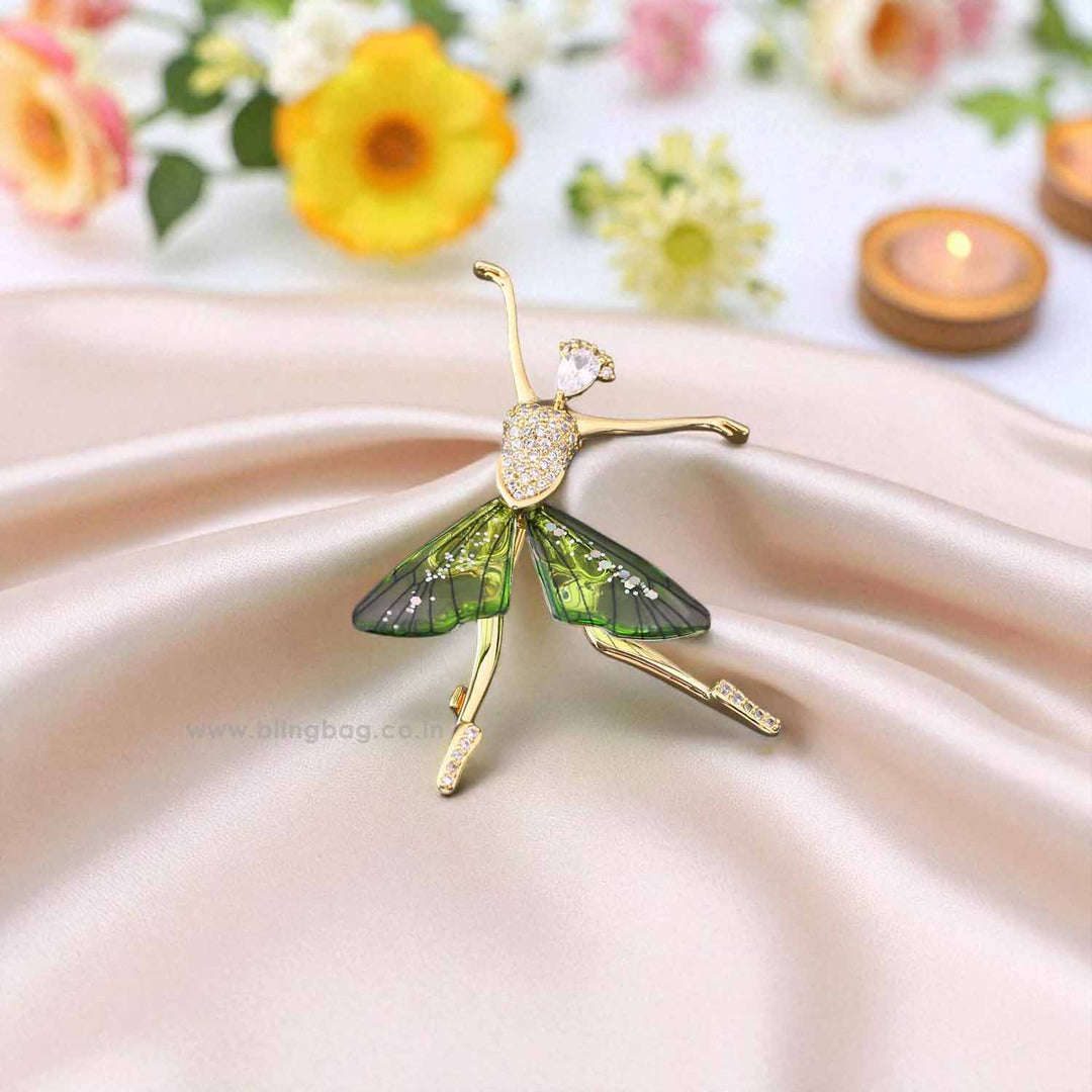 Green Dancing Girl Brooch