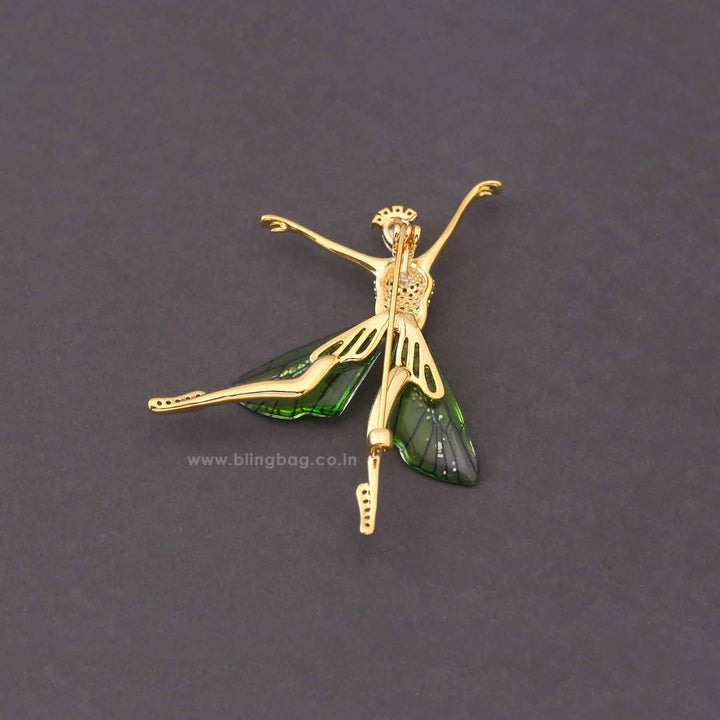 Green Dancing Girl Brooch