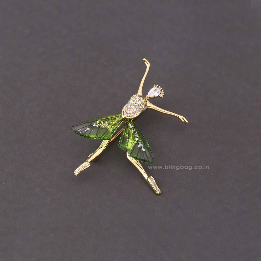 Green Dancing Girl Brooch