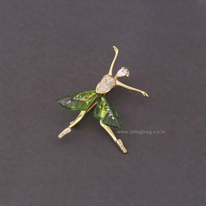 Green Dancing Girl Brooch