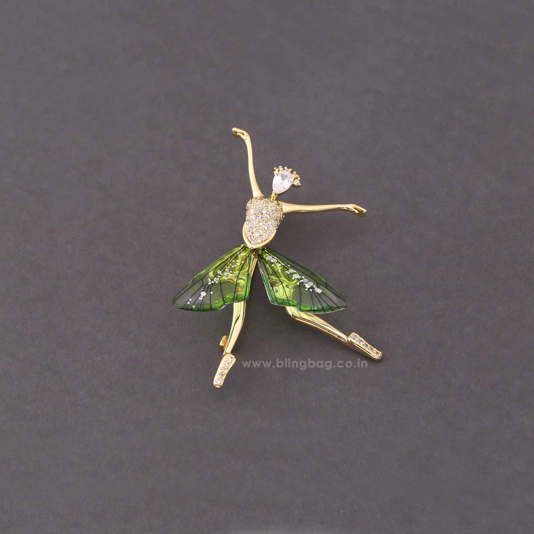 Green Dancing Girl Brooch