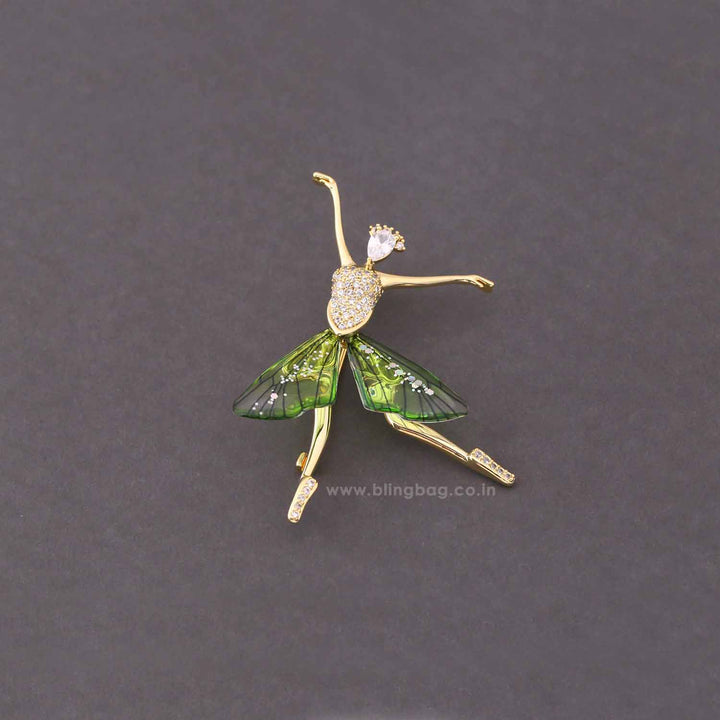 Green Dancing Girl Brooch