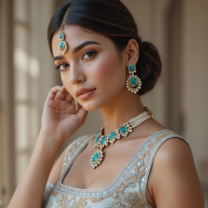 Green Jayashree Kundan Jewellery Set