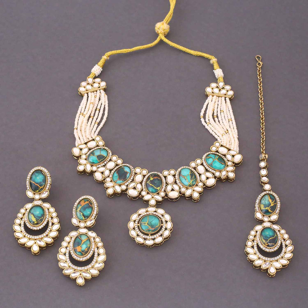 Green Jayashree Kundan Jewellery Set