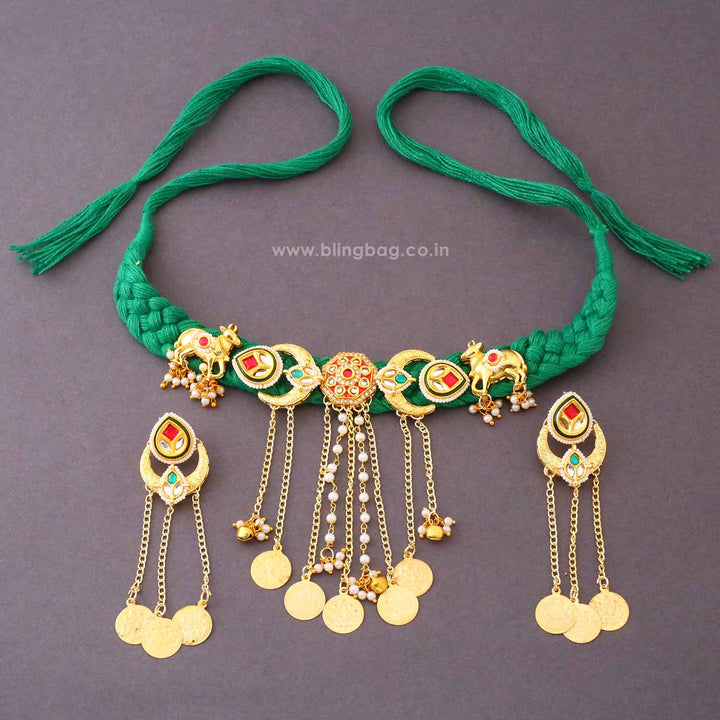 Green Naavika Kundan Jewellery Set - New Arrival