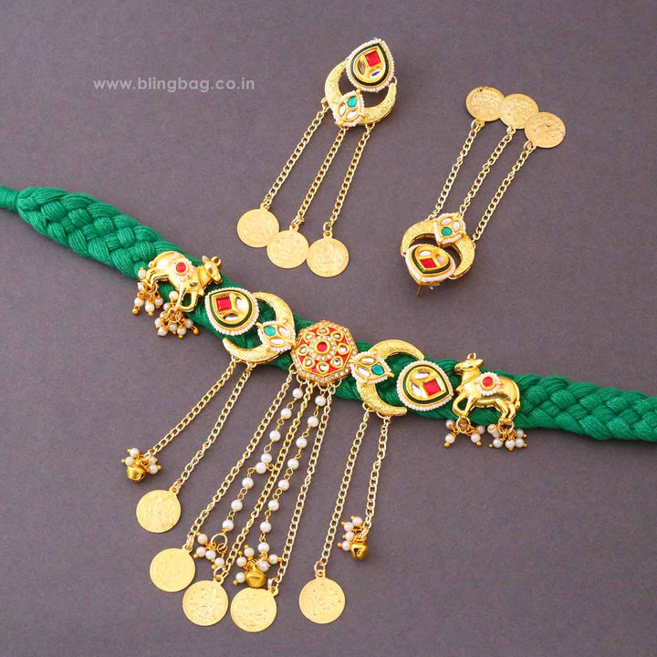 Green Naavika Kundan Jewellery Set - New Arrival
