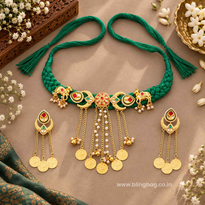 Green Naavika Kundan Jewellery Set - New Arrival