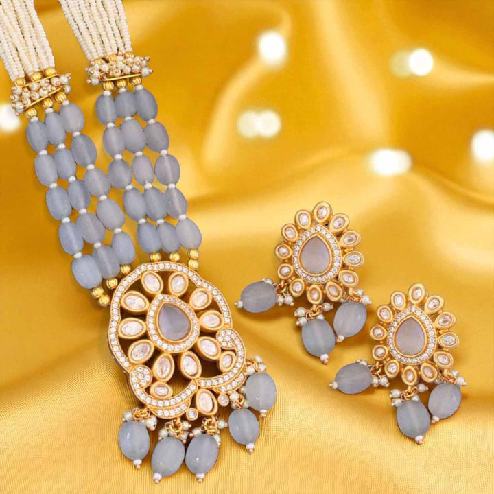 Grey Vaani Kundan Jewellery Set - EOSS