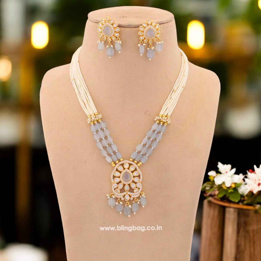 Grey Vaani Kundan Jewellery Set - EOSS