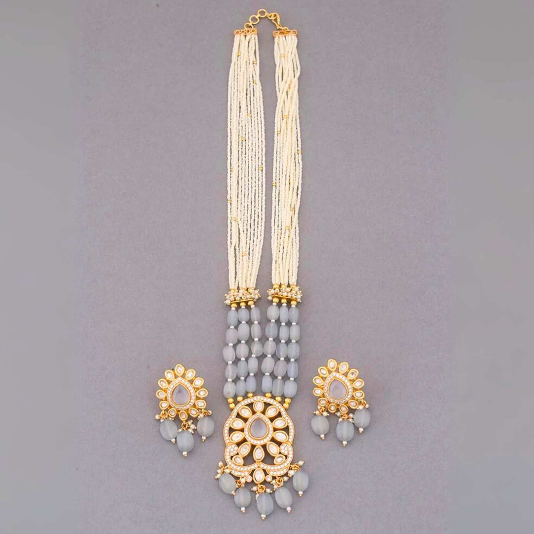 Grey Vaani Kundan Jewellery Set - EOSS